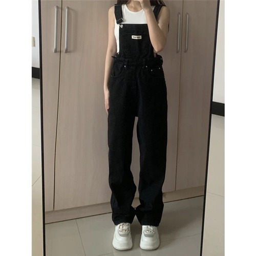 Women's Korean-style loose student trendy age-defying slimming straight-leg wide-leg pants versatile high-waist denim pants fashionable
