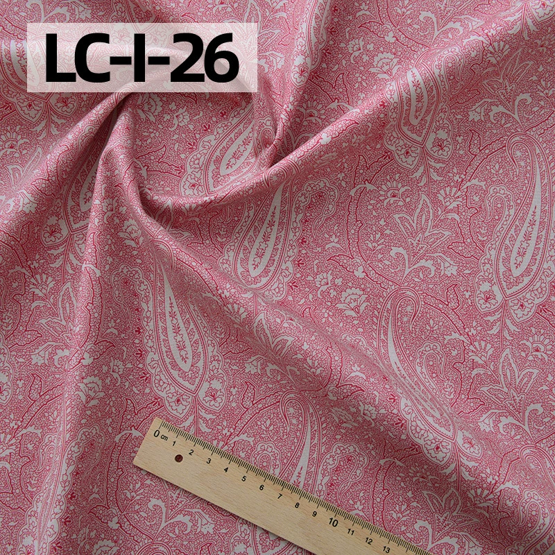 纯棉布料手工diy衣服包包田园碎花印染全棉面料棉布卡其红色花园