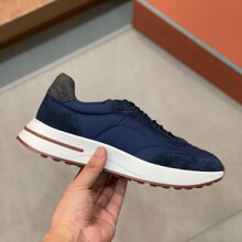 欧洲站跨境大牌奢侈品鞋子撞色百搭休闲牛皮德训鞋运动鞋男休闲鞋