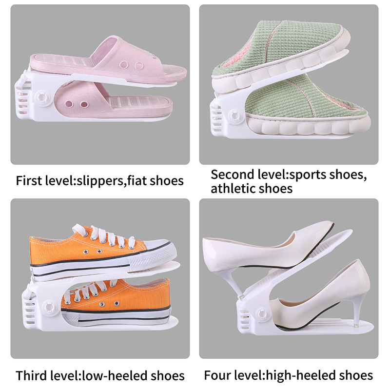 [20 piezas] Zapateros de plástico, de doble capa, integrados, ajustables y antideslizantes, que ahorran espacio para armarios de zapatos.