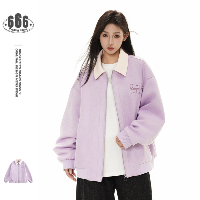 Beast Street American Trendy Brand Retro Street Work Jacket Men's and Women's Suede Lapel Jacket Ck2507