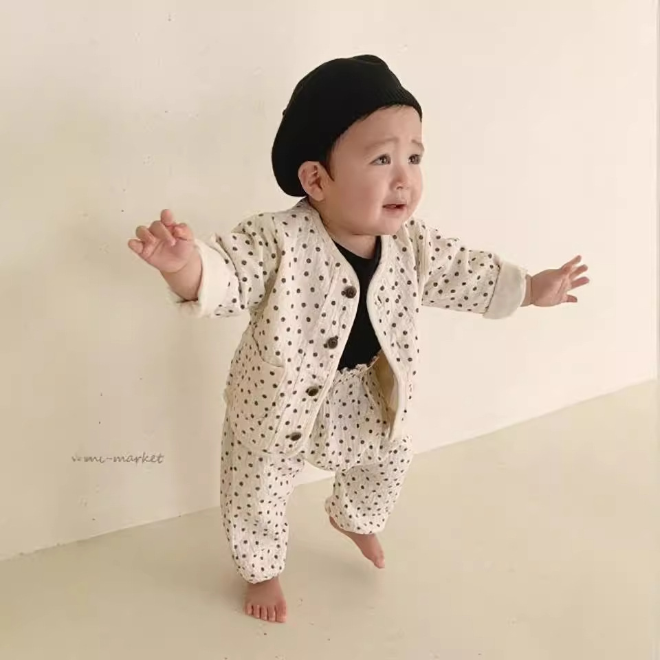 Niñas abrigo otoño estilo coreano ropa para niños bebé Polka Dot cardigan abrigo primavera y otoño bebé niñas abrigo ropa