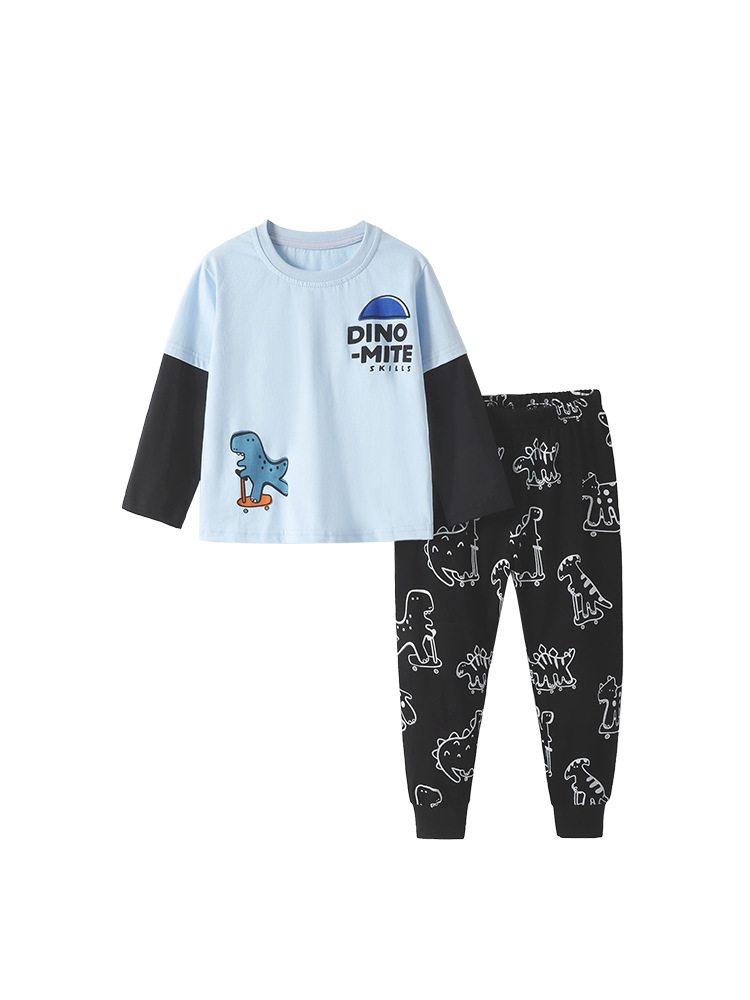 Malwee transfronterizo ropa de hogar para niños otoño y invierno nuevo estilo europeo y americano guapo cuello redondo manga larga cintura elástica