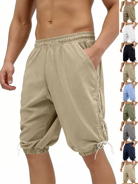Cross-Border Men's Shorts, Foreign Trade, Comfortable Retro Loose Casual Pants, Breathable Linen Shorts, Hawaiian Casual Pants for Men