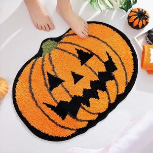 Cross-Border Halloween Pumpkin Floor Mat Washable Imitation Cashmere Carpet Bedroom Decoration Door Mat Skull Non-Slip Blanket