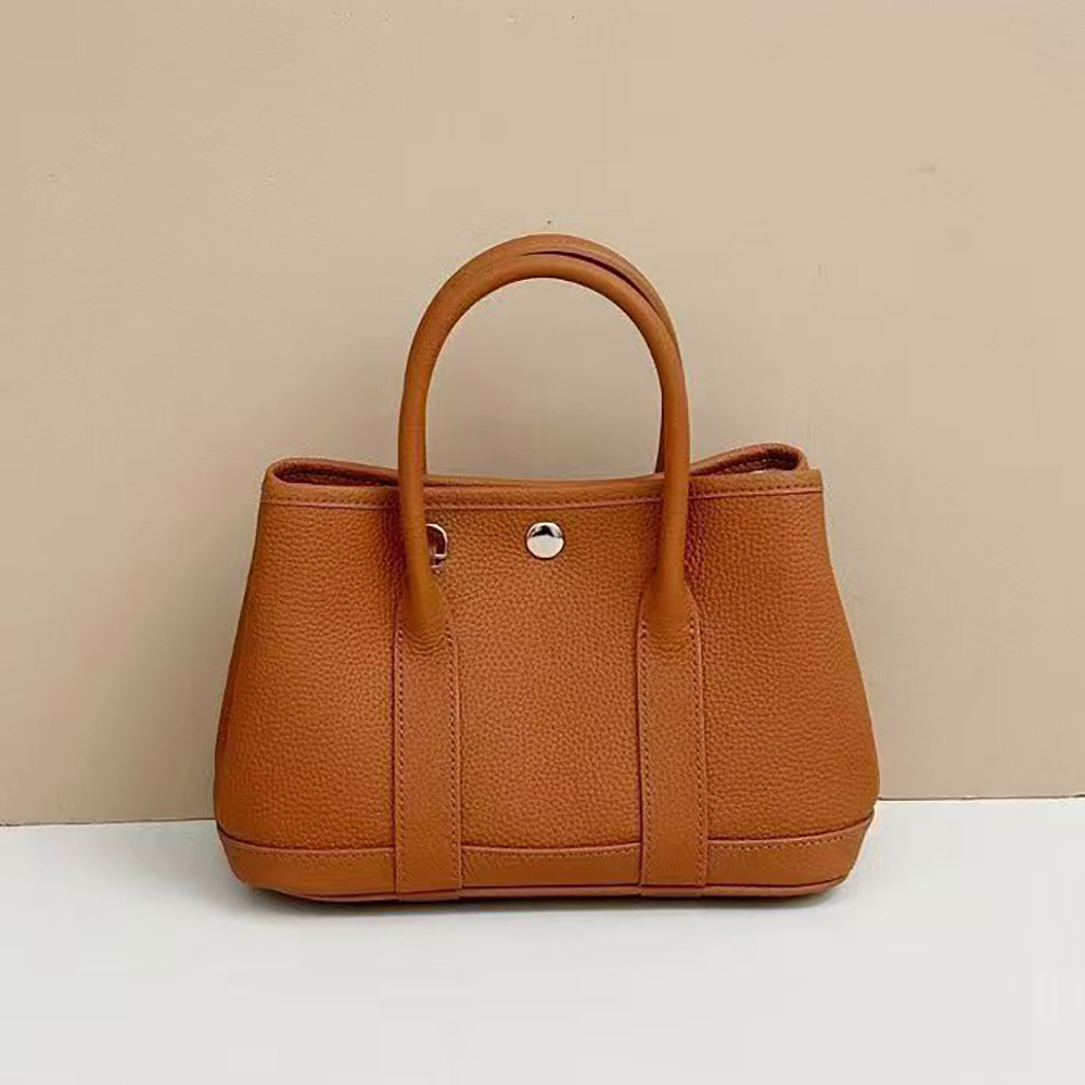 Top Grain Cowhide Mini Garden Bag Genuine Leather Tote Shoulder Crossbody Handbag Fashion Versatile Mini Bag - Thumbnail 8