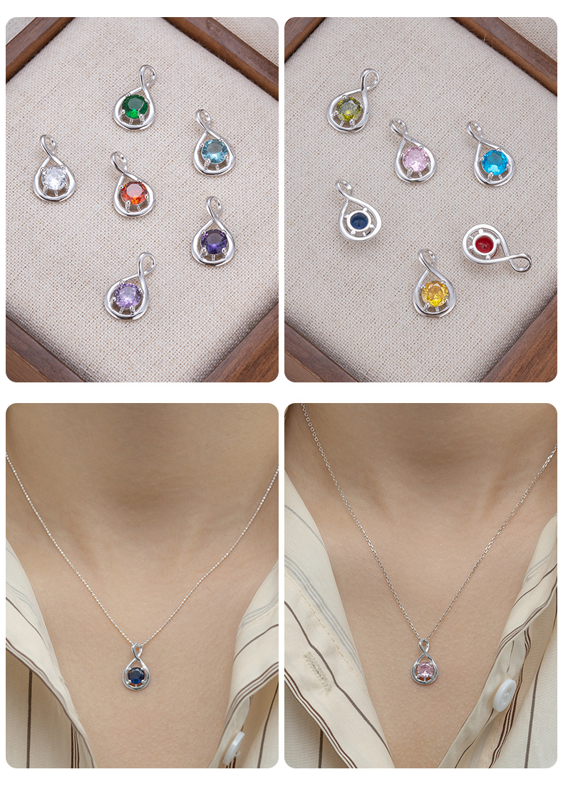 10.1*17.2mm Jewelry Making Size Zircon Inlay Material 1 Piece 10.1*17.2mm 925 Sterling Silver Zircon Geometric Polished Pendant