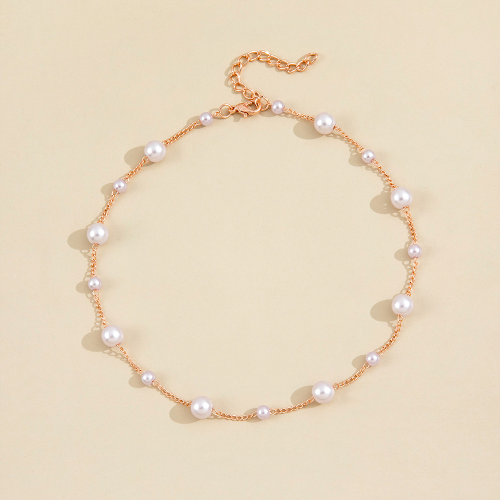 Fashion Imitation Pearl Gold Plated Clavicle Chain Necklace Women display picture 6