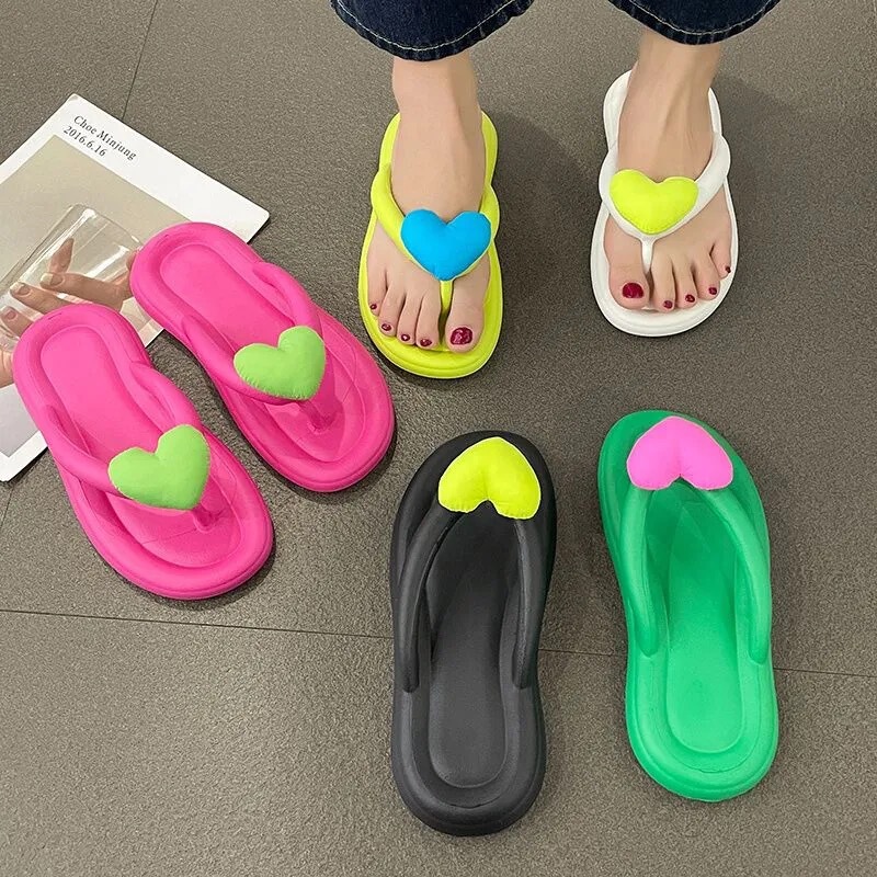 [Spot on behalf of hair] eva slippers tread excrement feeling thick-soled slippers women's fashion love eva flip-flops manufacturers batch