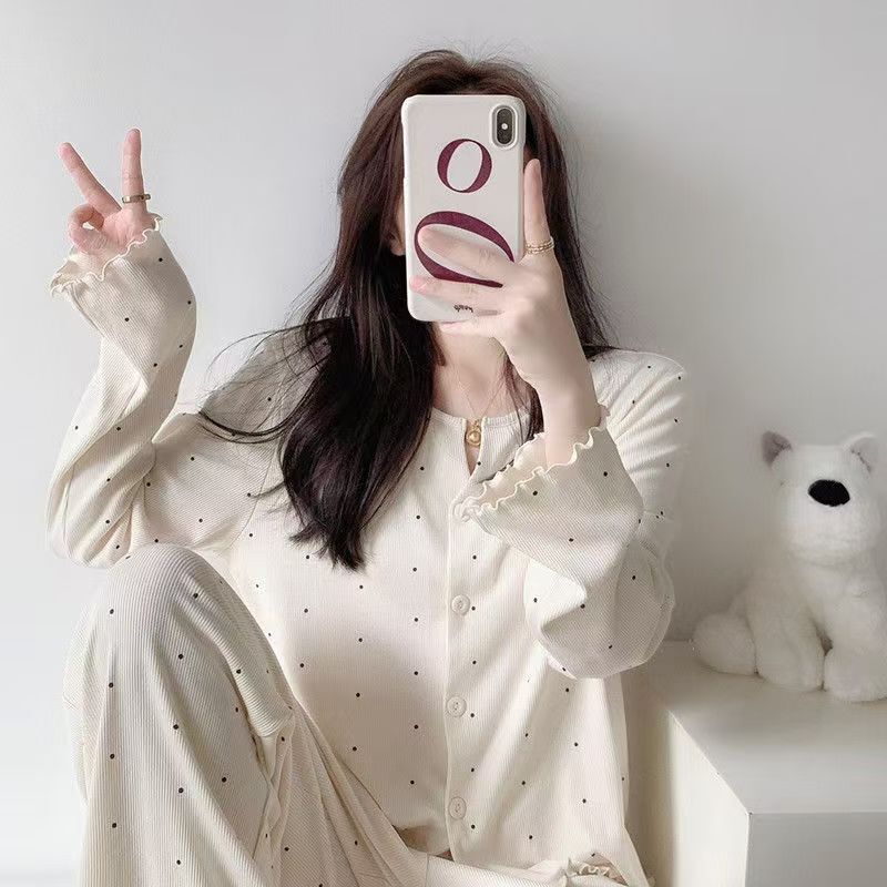 Retro All-Over Printed Sweet Floral Pajamas Women's Summer Cardigan 2025 New Loose Home Wear Suit Long-Sleeved Pants