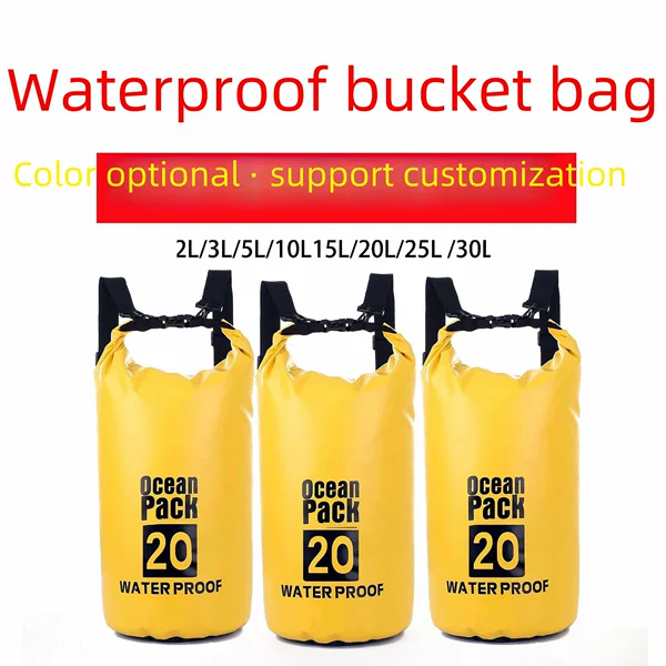 Cross-Border Hot Selling Outdoor Pvc Waterproof Bag Diving Rafting Single and Double Shoulder Strap Floating Waterproof Bag Swimming Waterproof Bucket Bag