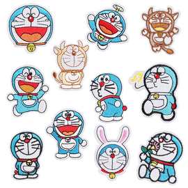 厂家直销新款机器猫布贴可爱卡通kt猫服装包包补丁贴电脑绣花刺绣