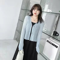 Cardigan, knitted thin summer jacket, plus size, V-neckline, fitted