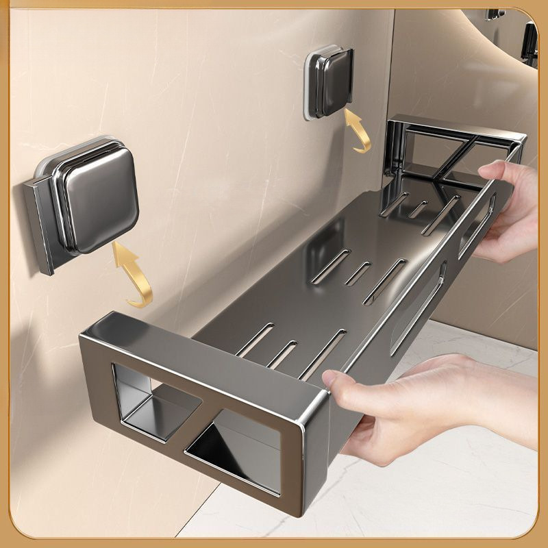 ソースファクトリー隠し吸盤収納ラックバスルームトイレパンチフリートイレシンク壁掛けラック|undefined