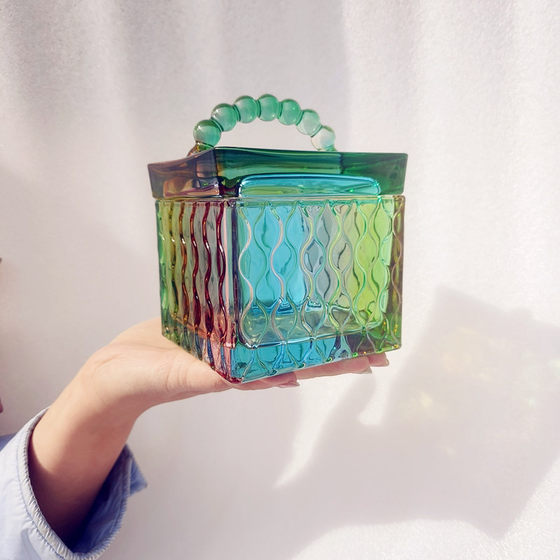 Glass Sealed Jar Storage Jewelry Box with Lid Household Candy Jar Thickened Jewelry Box Classification Storage Container Wholesale