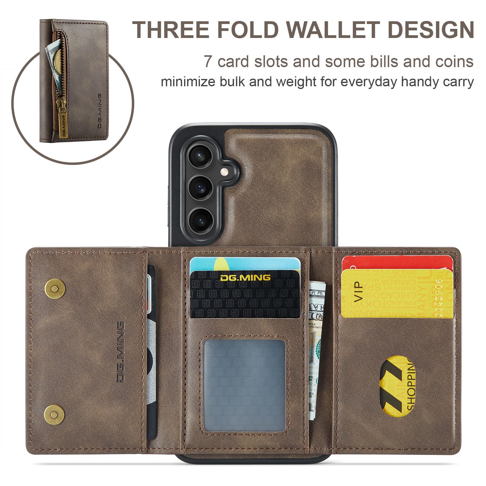 M5 für Samsung S24 magnetische kabellose Ladetelefonhülle S24 Plus Zwei-in-Eins-Anti-Diebstahl-Bürsten-Brieftaschen-Schutzhülle_voghion.com