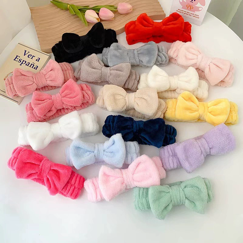 Корейский сплошной цвет бант с завязками для волос женский шампунь