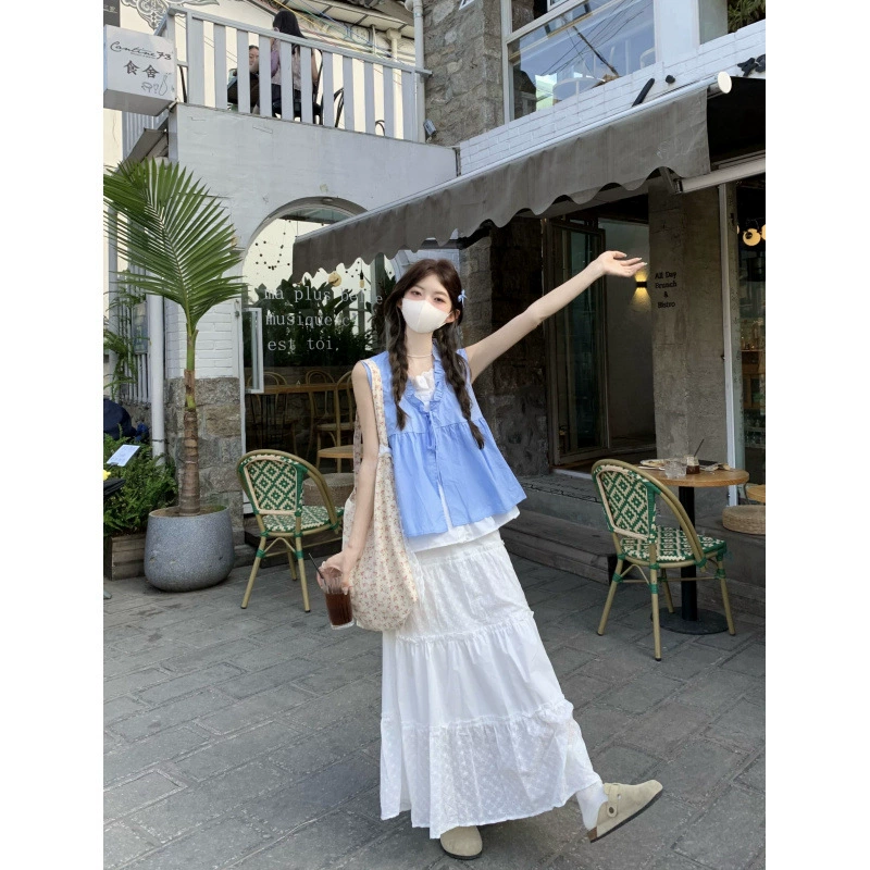 Реальная стрельба ~ Летняя новая корейская праздничная мода из двух топов