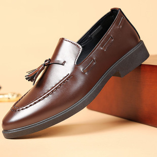 Leather Shoes 2025 Tassel Soft Leather Loafers Versatile Soft Sole Suit Shoes Men's Korean Style British Men's Shoes Groomsmen Shoes