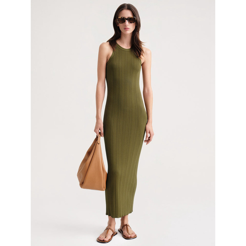 Sumeihui 2025 Spring and Summer New Scandinavian Tot Ribbed Knitted Vest Dress Long Slim Sleeveless Dress Sumeihui 2025 Spring and Summer New Scandinavian Tot Ribbed Knitted Vest Dress Long Slim Sleeveless Dress
