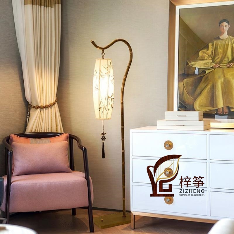 新中式落地灯简约现代客厅灯具复古书房卧室灯创意个性铁艺灯具|undefined
