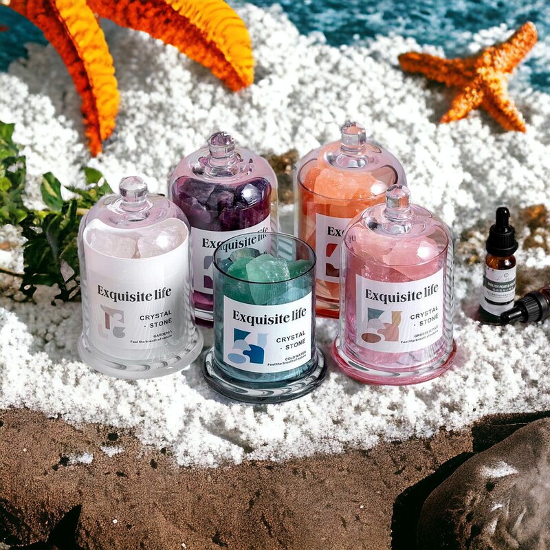 Gold rose cover crystal stone essential oil fragrance no fire aromatherapy essential oil fragrance suit indoor home decoration hand gift box