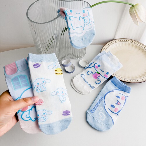 Japanese new cartoon socks for women, cute puppy socks, Korean version of women's boat socks, combed cotton socks, drop shipping