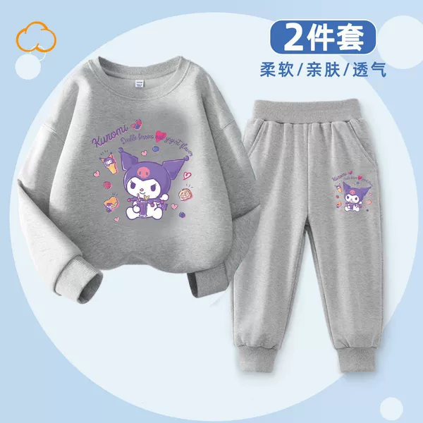 Kuromi round neck gray + trousers gray
