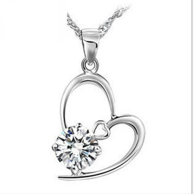 Чистая белая медная форма сердца с вашим ожерельем любовь подвеска модная корейская версия ювелирных изделий из натурального хрусталя оптом