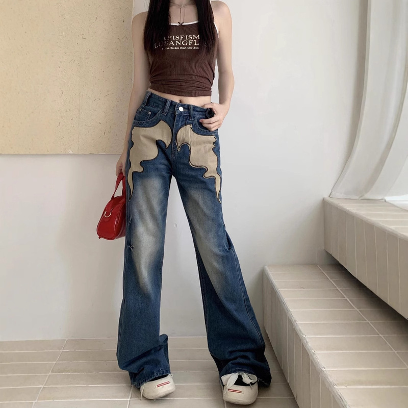 Western-Style Designer Jeans for Women, Niche Ins-Style, 2026 Spring and Autumn Street Style, Slightly Flared, Floor-Length Pants