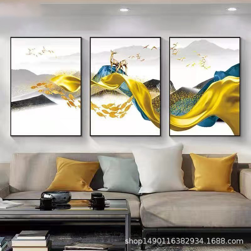 メーカー客間装飾画北欧風ソファー背景壁壁画現代シンプル寝室レストラン壁画掛け画|undefined