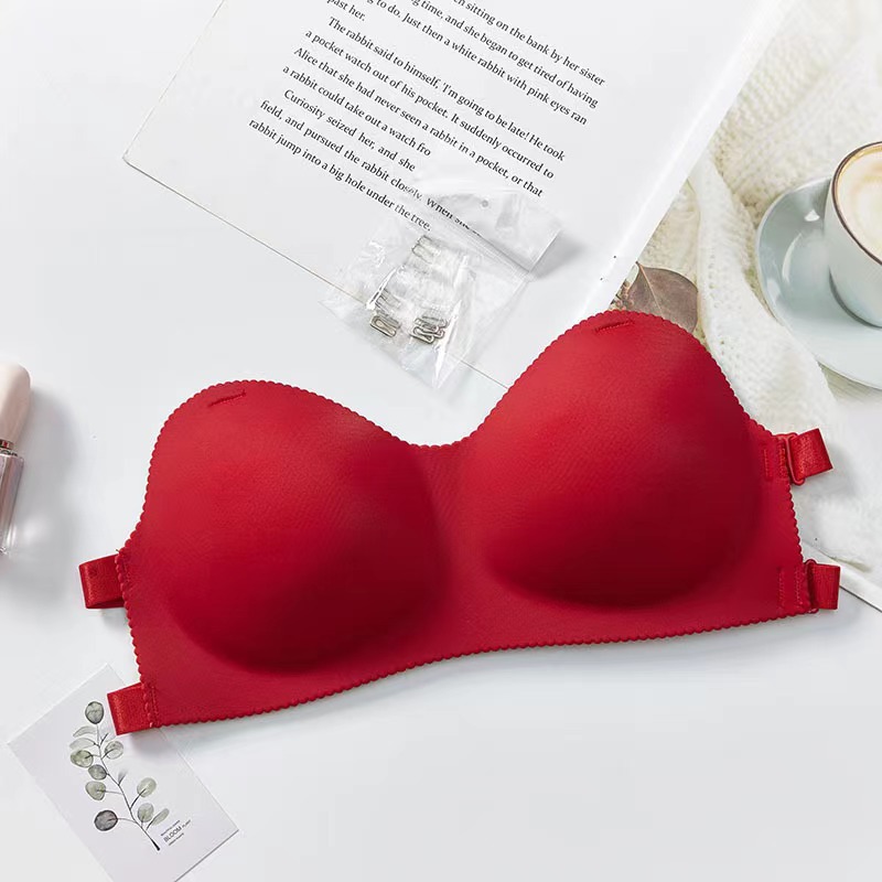 Alta calidad inalámbrico push-up tubo superior vestido de novia fuera del hombro entrega transparente correa de hombro de las mujeres belleza espalda ropa interior lote