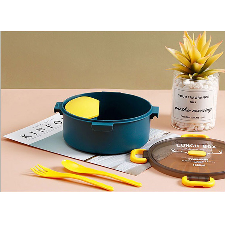 Caja de almuerzo redonda dividida al aire libre caja de almuerzo de plástico portátil caja de ensalada de frutas caja de almuerzo de microondas trabajador de oficina adulto