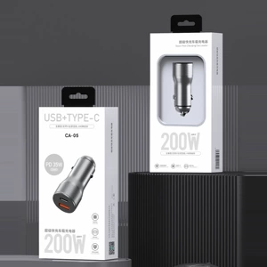 Metal Avtomobil Şarj Cihazı Android və Apple Telefonlar üçün 200W Flash Şarj Usb+Pd35W