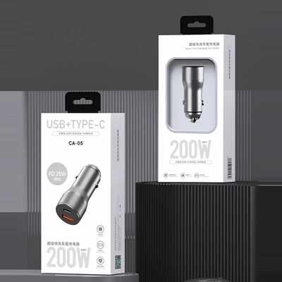 Metal Avtomobil Şarj Cihazı Android və Apple üçün 200W Flash Usb+Pd35W
