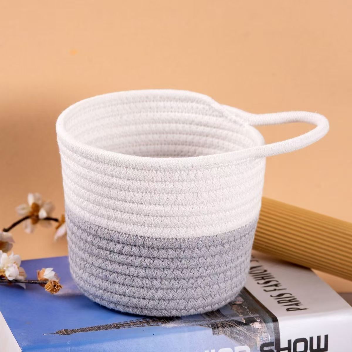 Cuerda de algodón hecha a mano, artículos diversos, cestas colgantes, muebles para el hogar de pared con ganchos, cestas colgantes de plantas verdes, macetas colgantes, cestas de almacenamiento tejidas para dormitorio