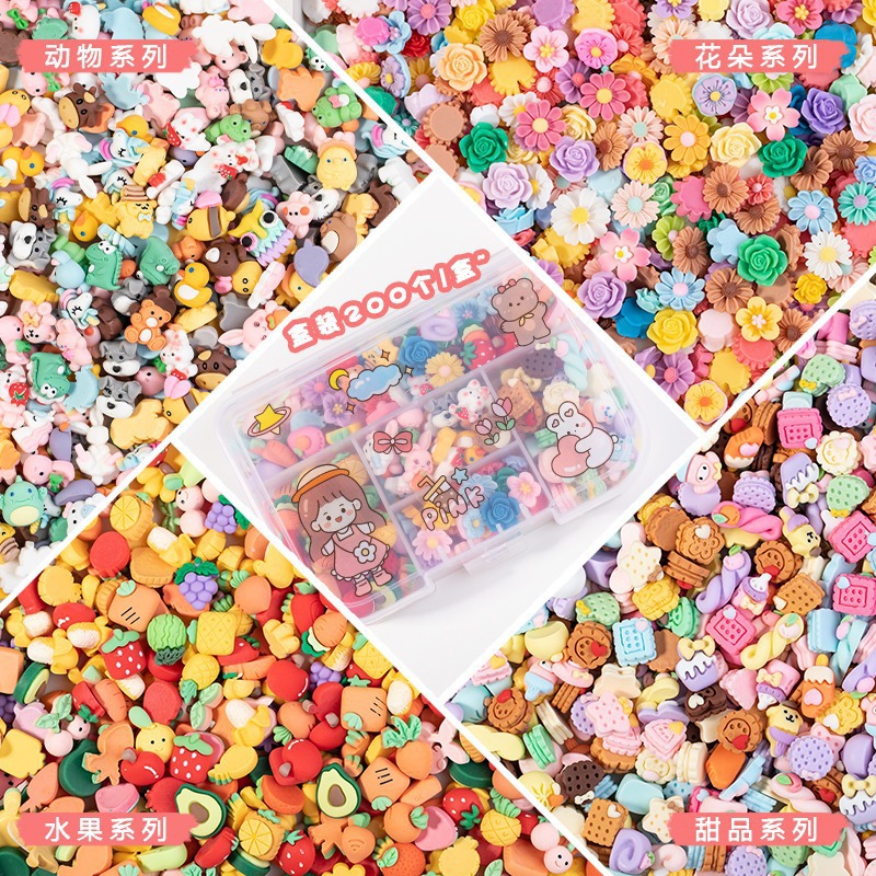 Resin Accessories Cartoon Series Mixed Animal Fruit Dessert Flowers DIY Cream Glue Mobile Phone Case Patch Material