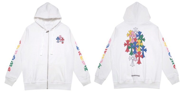 24ss年新款高品质Chrome Hearts 马蹄十字架连帽拉链卫衣工厂批发|undefined