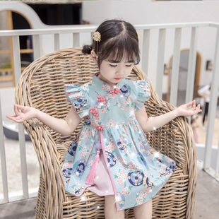 Ципао, юбка, летнее детское ханьфу для девочек, платье, детская одежда, в западном стиле