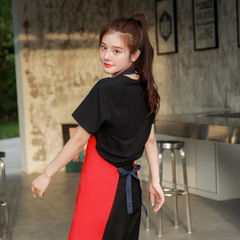 帆布防水防油圍裙男女廚房家用餐飲服務員工作服圍裙設計LOGO印字