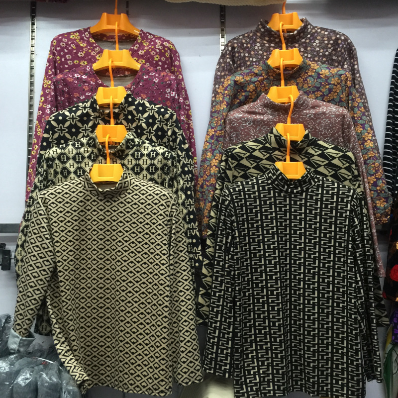 Autumn and Winter New German Velvet Cationic Base Shirt Women's Inner Stretch Double-sided Velvet Long-sleeved Top for Middle-aged and Elderly Mothers