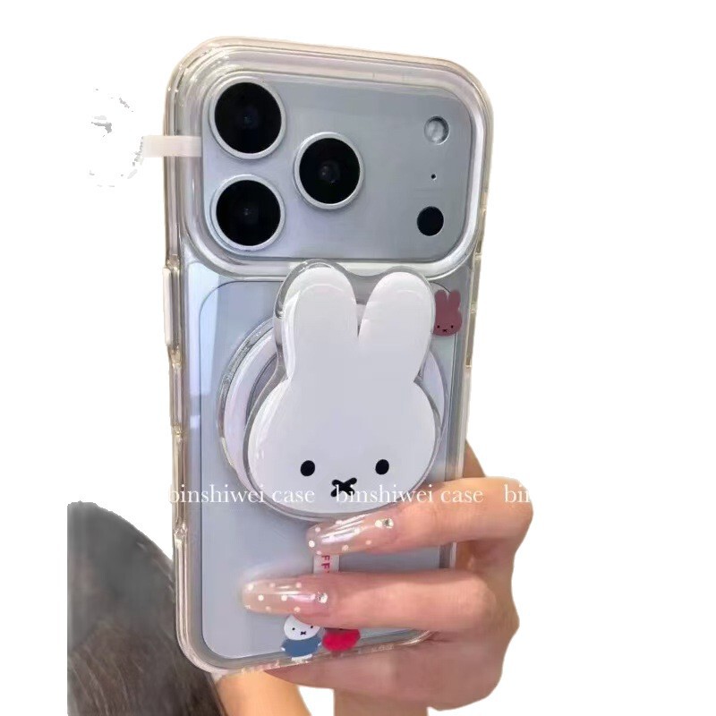 可爱透明棕白米菲兔磁吸支架适用iPhone17promax苹果16手机壳15女|undefined