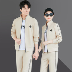 情侶運動套裝男春秋2024新款衛衣三件套男女時尚跑步運動服套裝女