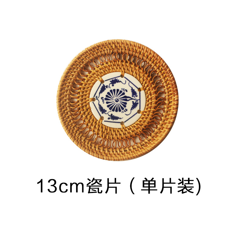 Tejido de caña artesanal almohadilla de taza de té tejido almohadilla de comedor creativa almohadilla de mesa almohadilla de platos almohadilla de aislamiento de calor