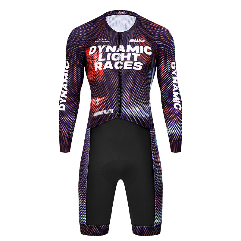 Swg Mingsheng Cycling Clothing Men's Spring, Summer and Autumn Quick-Drying Bicycle Jumpsuit Double Arrow Cushion (Neon Jumpsuit