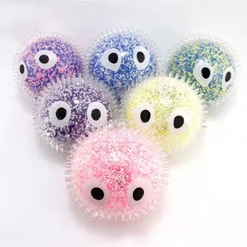 Creative New 10cm Big Eye Squeeze Air Foam Light Ball TPR Stress Relief Toy Squeeze Light Ball