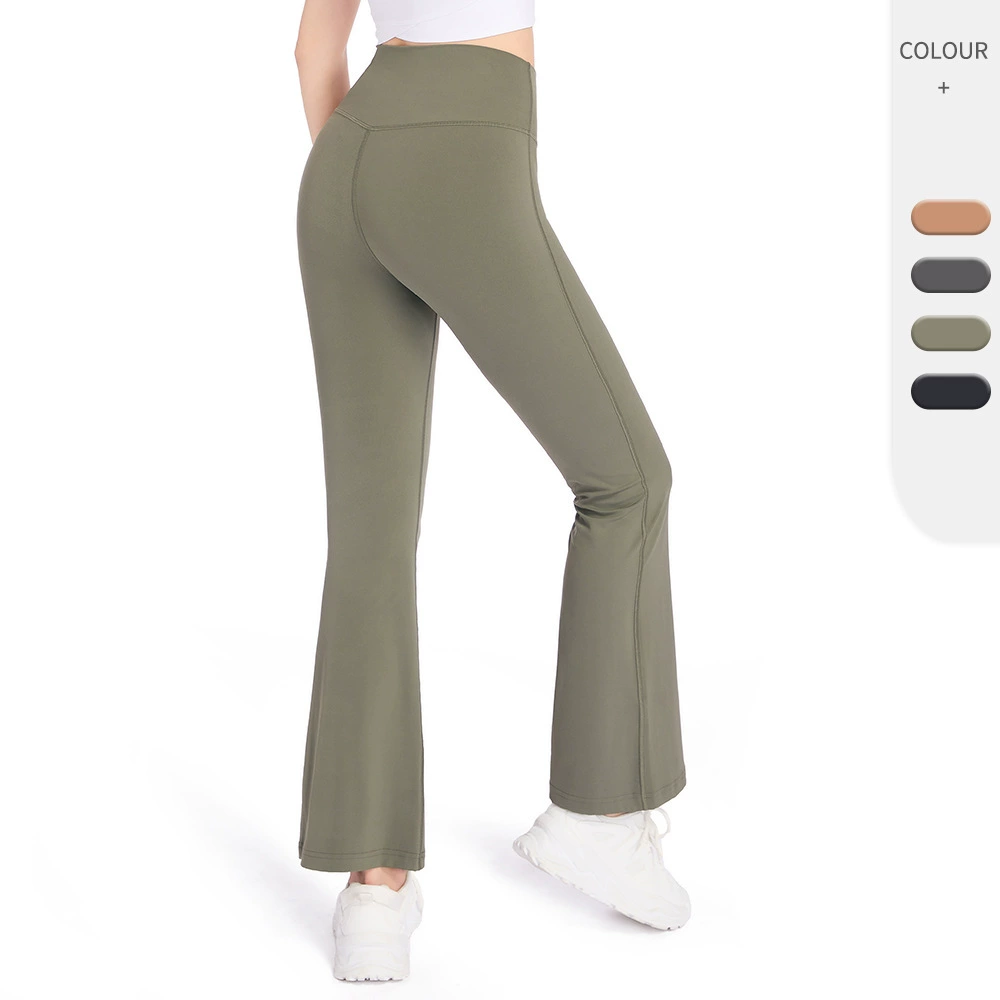 Обнаженные штаны для йоги с высокой талией, женские спортивные расклешенные штаны, эластичные дышащие свободные штаны для бега и фитнеса JY1908
