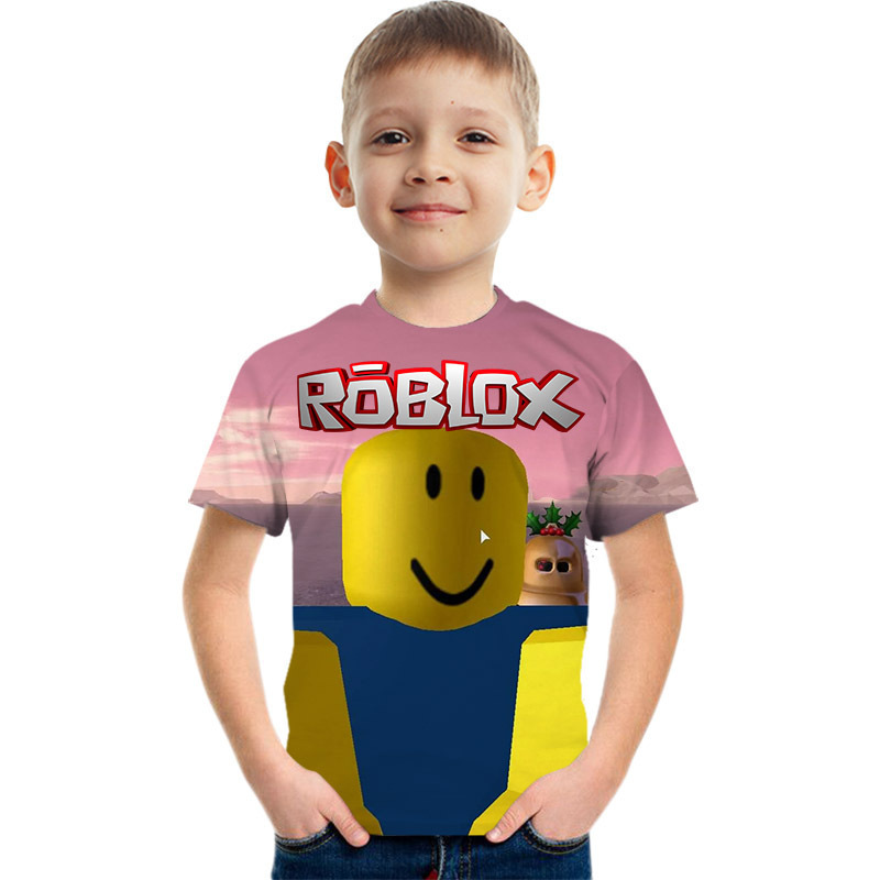 Cross-Border Printed Children's Clothing Roblox Round Neck Short-Sleeve T-Shirt for Boys and Girls Cross-Border Printed Children's Clothing Roblox Round Neck Short-Sleeve T-Shirt for Boys and Girls