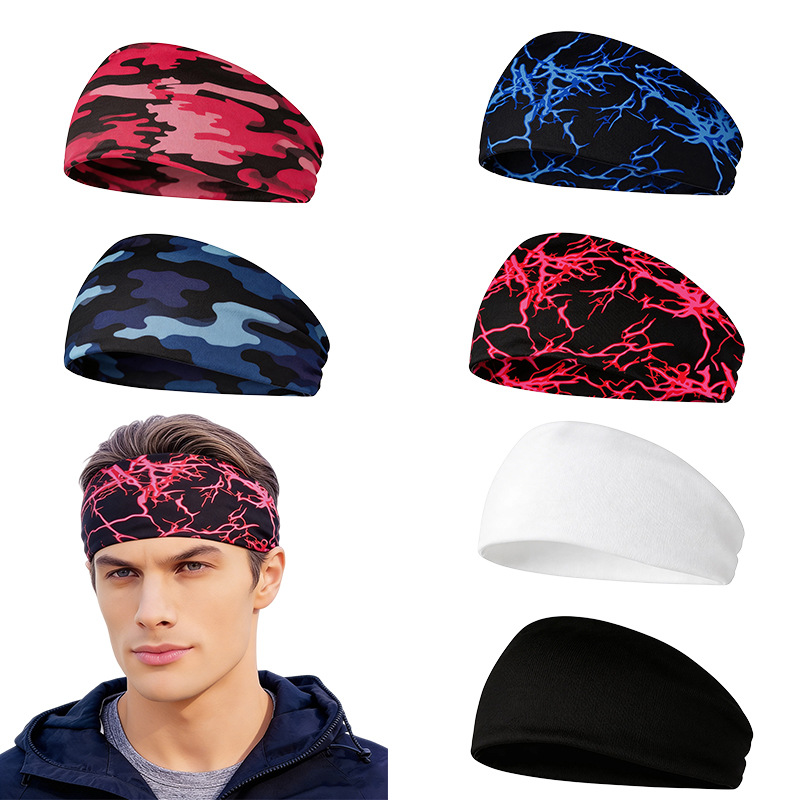 Cross-Border Sports Headbands for Men and Women, Fitness Sweat-Absorbing Headbands, Summer Widened Sweat-Absorbing Headbands, Non-Slip Hair-Tying Headbands