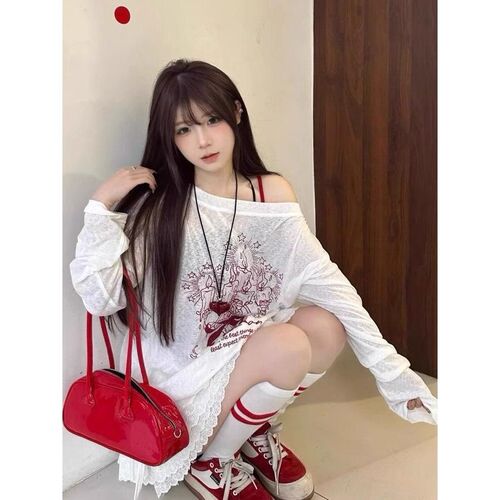 Sun Protection Shirt for Women - Loose Fit, Bamboo Joint Ribbed Fabric, Oversized, Ultra-Thin Summer Long-Sleeve T-Shirt with Simple and Stylish Design